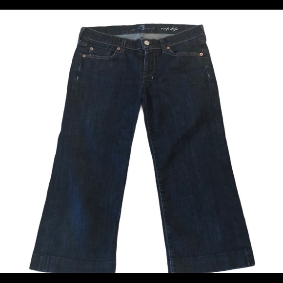 7 for all Mankind DOJO Crop Dark Wash 29X20 Stretch Jean Summer Casual - Picture 1 of 6